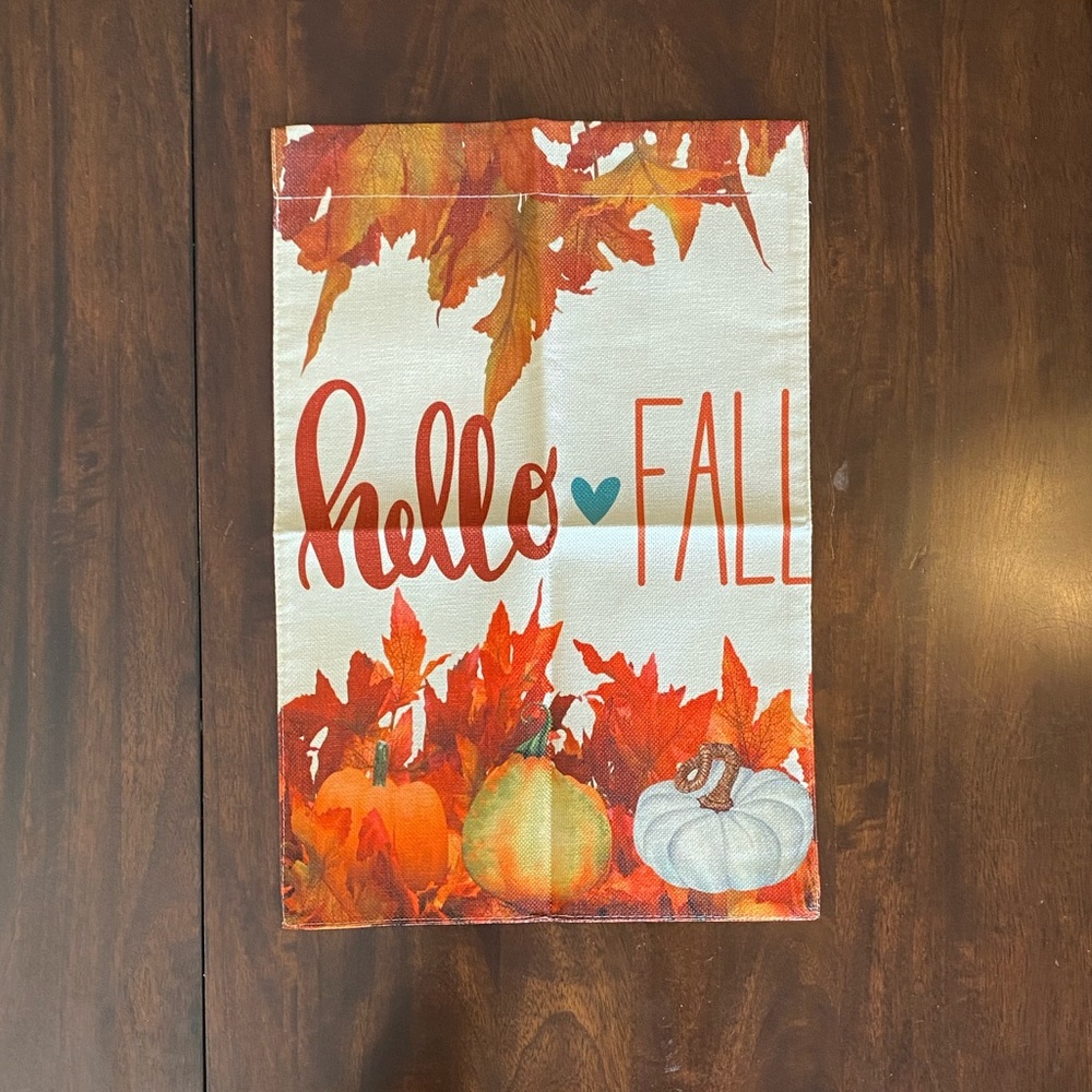 Hello Fall 12.5x18 Double-Sided Burlap Gar…